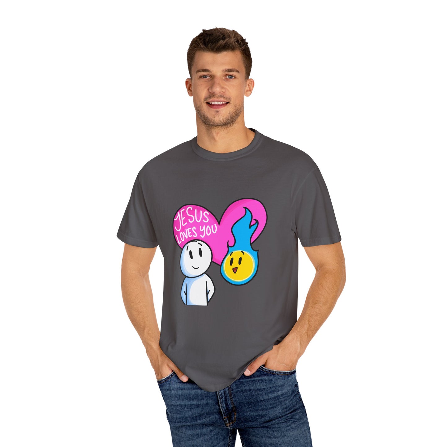 Christian Graphic T-shirt - "Jesus Loves You" Heart