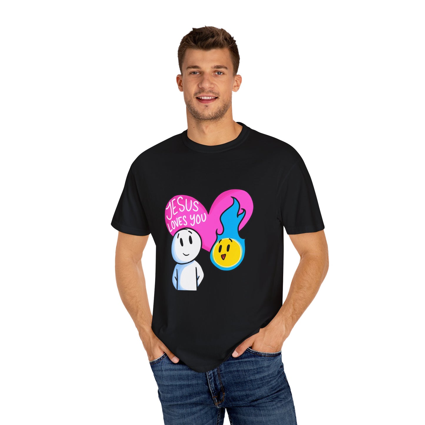 Christian Graphic T-shirt - "Jesus Loves You" Heart